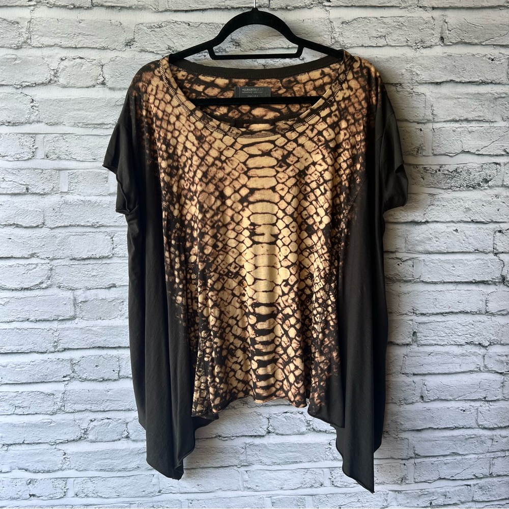 Allsaints Drapey Bleach Python tee shirt XS/S